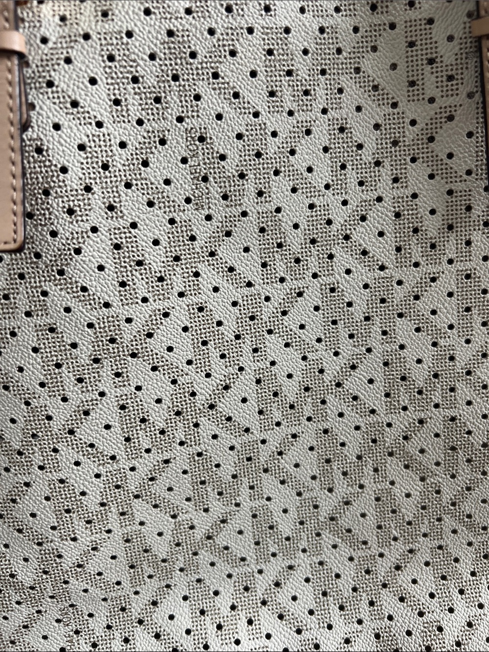Michael Kors Cream Perforated Tote with Tan Trim - Picture 6 of 7